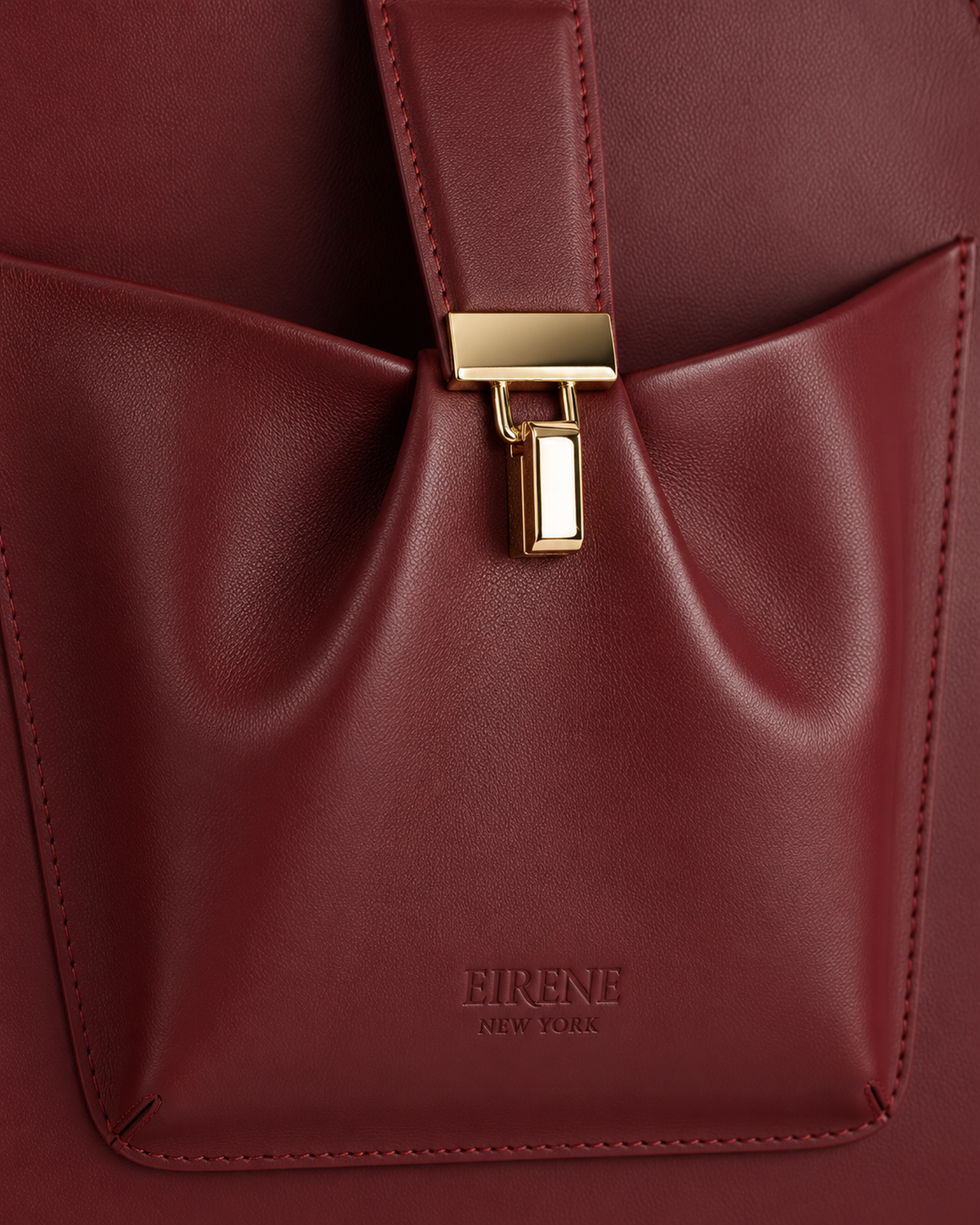 The Fiora Tote in Cherry Red, detail