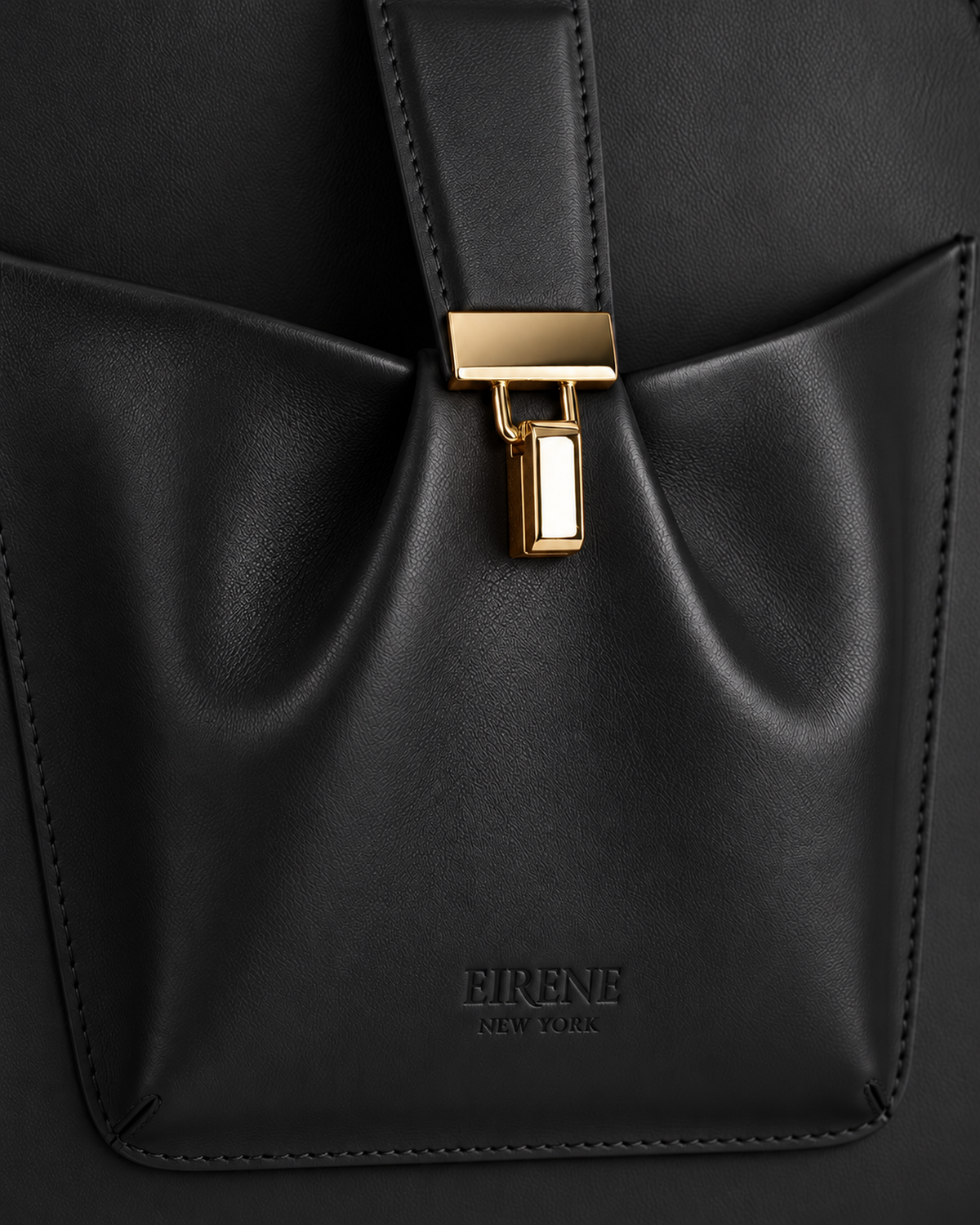 The Fiora Tote in Jet Black, detail