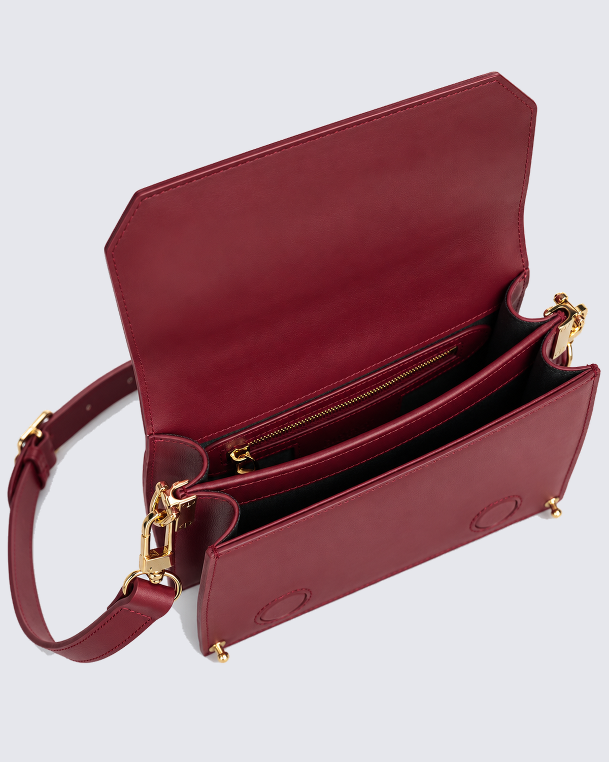 The Siena Mini Purse in Cherry Red, inside