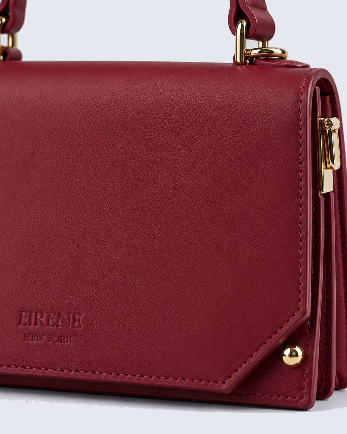 The Siena Mini Purse in Cherry Red, detail