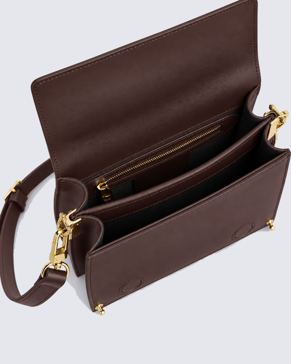 The Siena Mini Purse in Dark Brown, inside