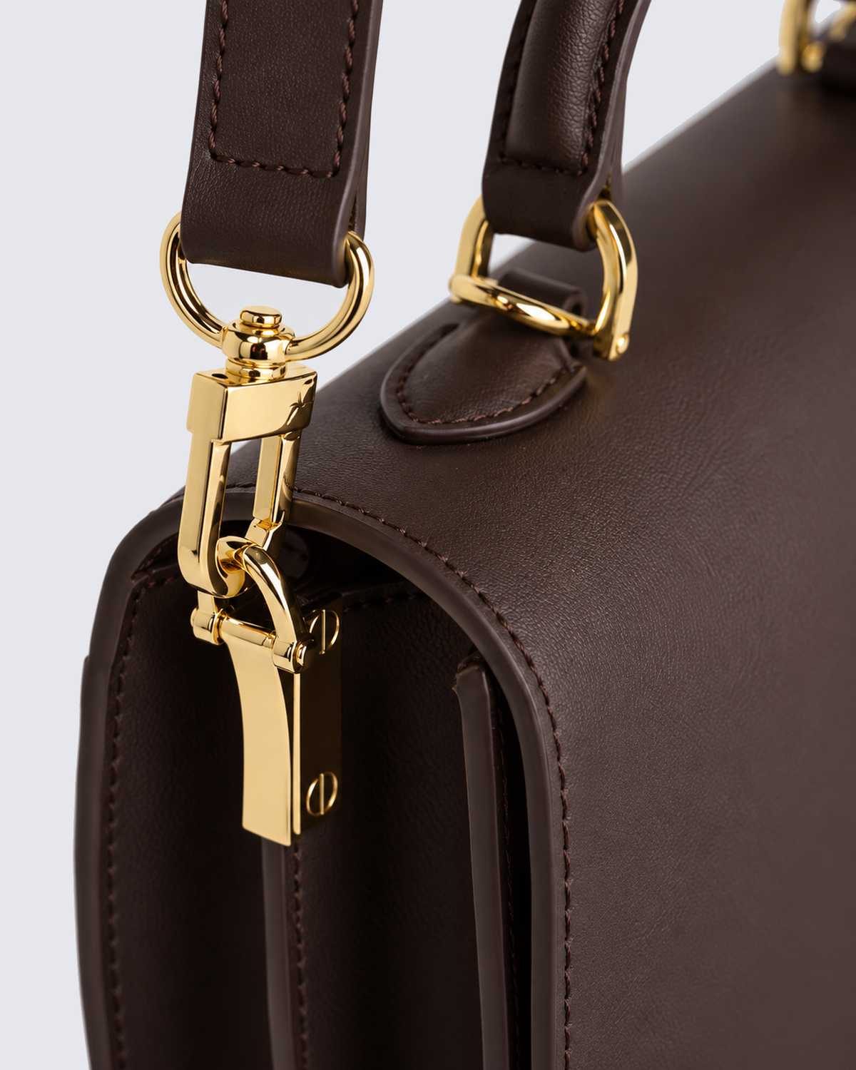 The Siena Mini Purse in Dark Brown, detail