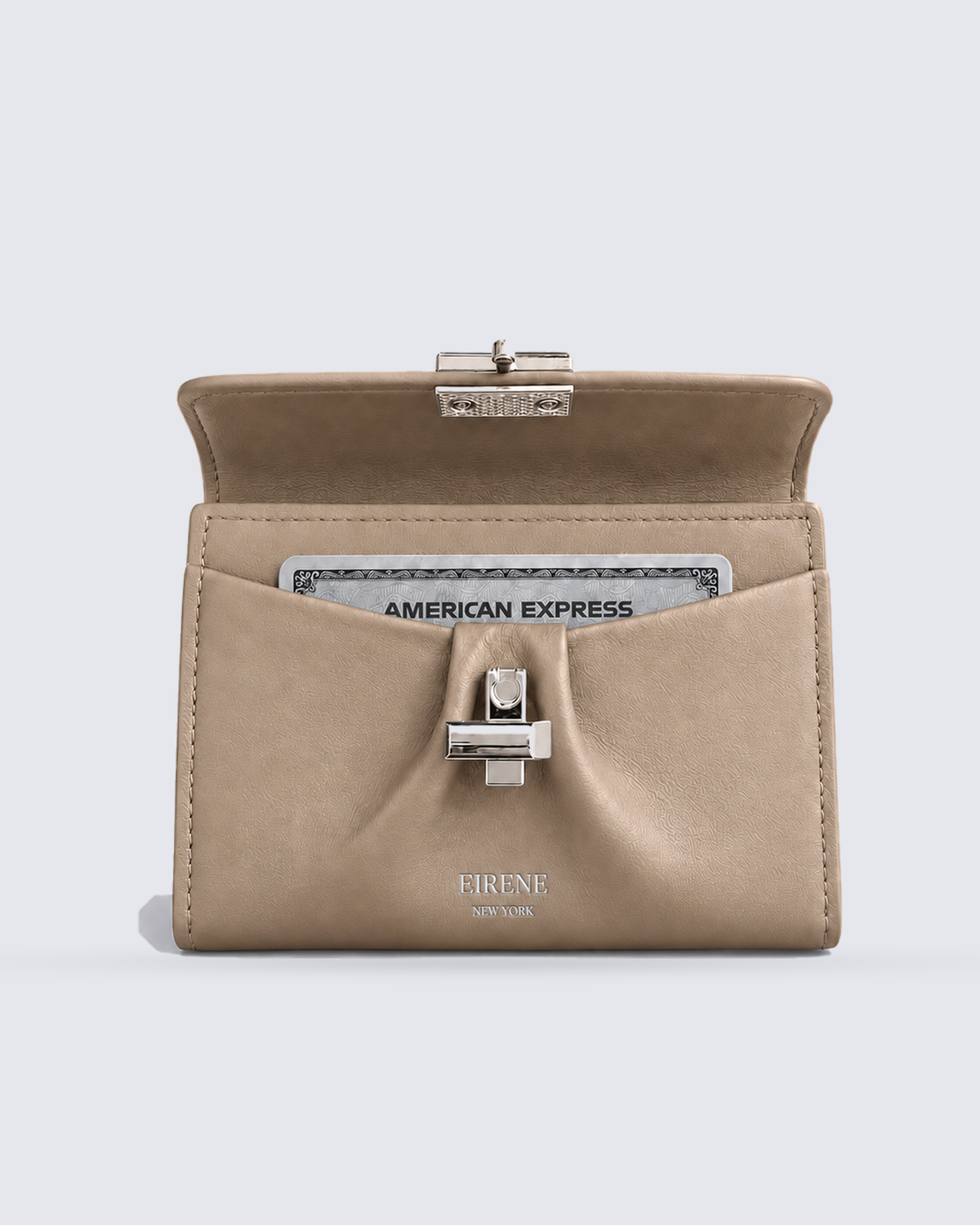 The Margaux Wallet in Oat, front pocket